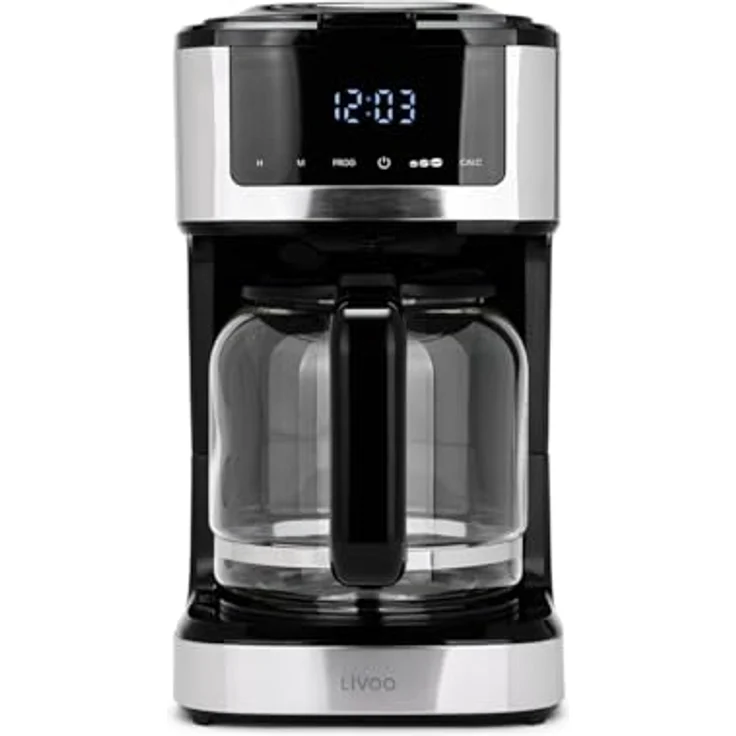 Livoo DOD208, programmierbare Filterkaffeemaschine mit 15 Tassen und 900 W, schwarz – Bild 1