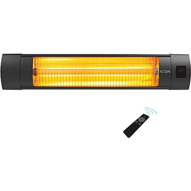 ICQN Heizstrahler, Quarz-Heizung 2300 Watt, Quarz für Innenbereich, IP 20: Wasser- und Staubschutz, Thermal Serie ITQ2300.R Schwarz, Heizstrahler