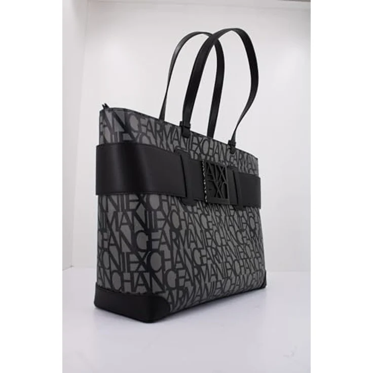 Armani Exchange Shopper Tasche, 55.5 cm x 12 cm x 29 cm, 100% Baumwolle, schwarz – Bild 6