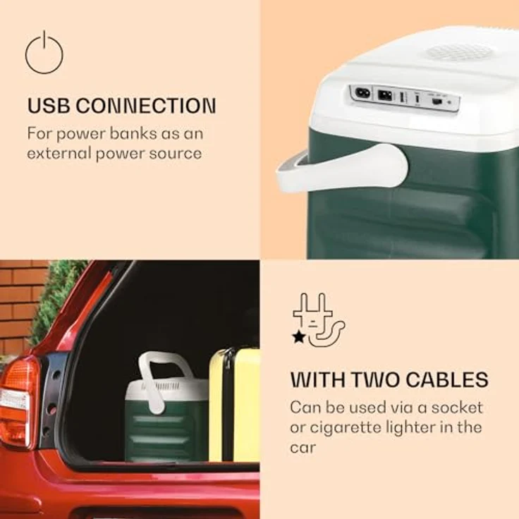Klarstein BeerBelly 21 Thermoelektrische Kühlbox, Energieeffizienzklasse D, 21 Liter, Kühl-& Warmhaltefunktion, USB-Port, ECO-Modus, Grün - Preisvergleich – Bild 5