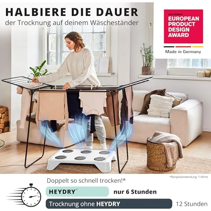 TOSA HEYDRY Wäschetrockner für Wäscheständer, schnell & energiesparend trocknen, platzsparende Trockner-Alternative, weiß – Bild 2