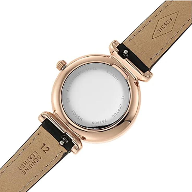 Fossil Damenuhr Carlie Mini, Quarzwerk, 28mm Rose Gold Edelstahlgehäuse mit einem Lederarmband, ES4700 – Bild 4