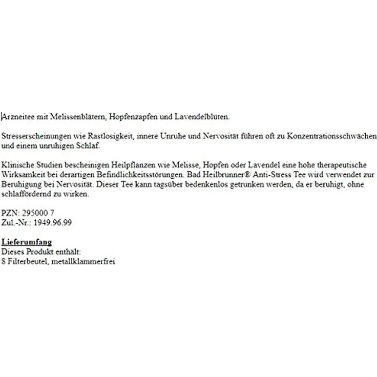 Bad Heilbrunner Anti-Stress-Tee, Filterbeutel zur Unterstützung bei nervösen Erregungszuständen und Einschlafstörungen, 8x1,75 g – Bild 2