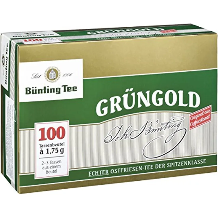Bünting Tee Grüngold, 100 Tassenbeutel