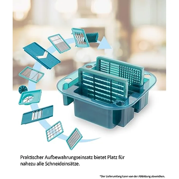 Genius Nicer Dicer Chef Professional Gemüseschneider Zubehör Set 5 tlg. Gemüsehobel Aufbewahrungseinsatz, Messereinsätze, Schutz für Messereinsätze, – Bild 2