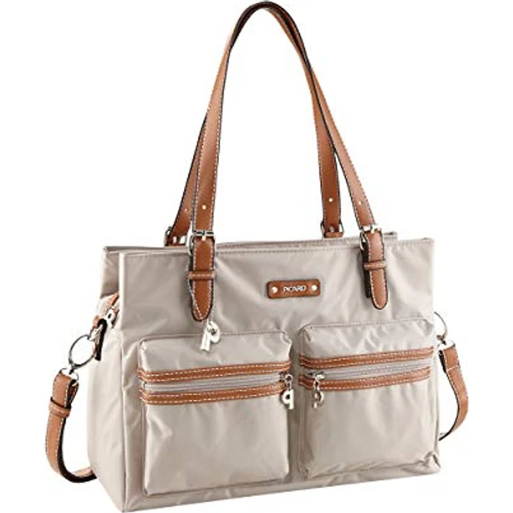 Picard Shopper Sonja, großer Einkaufstasche aus Nylon, grau, 3 A4-Fächer, abnehmbarer Schultergurt – Bild 1