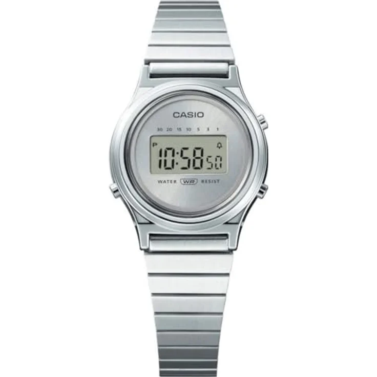 Casio Watch LA700WE-7AEF, Digitaluhr mit Kalender, Stoppuhr und Alarm, Silber Edelstahl Band – Bild 2