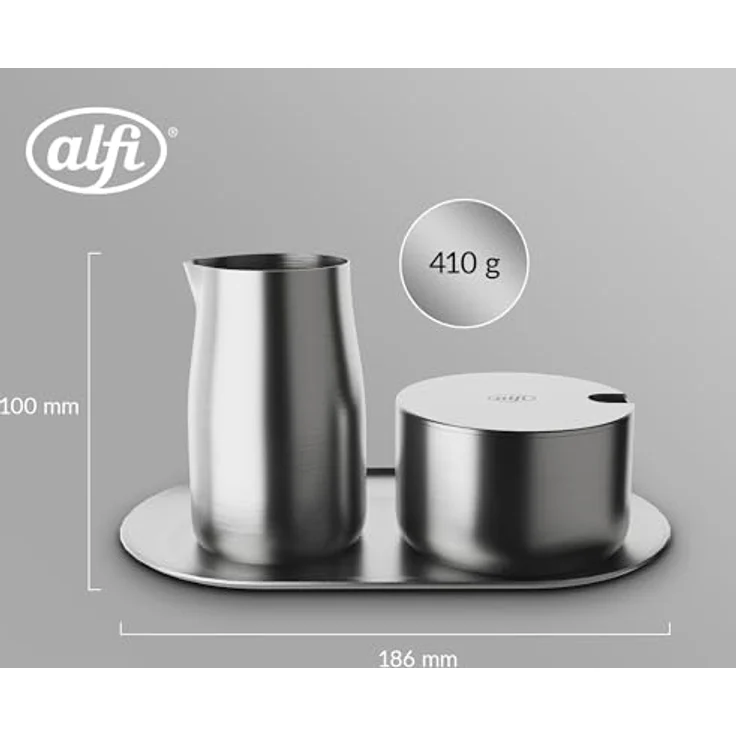 alfi MILK AND SUGAR SET, hochwertiges Edelstahl-Milch- und Zuckerset, langlebig, matt – Bild 5