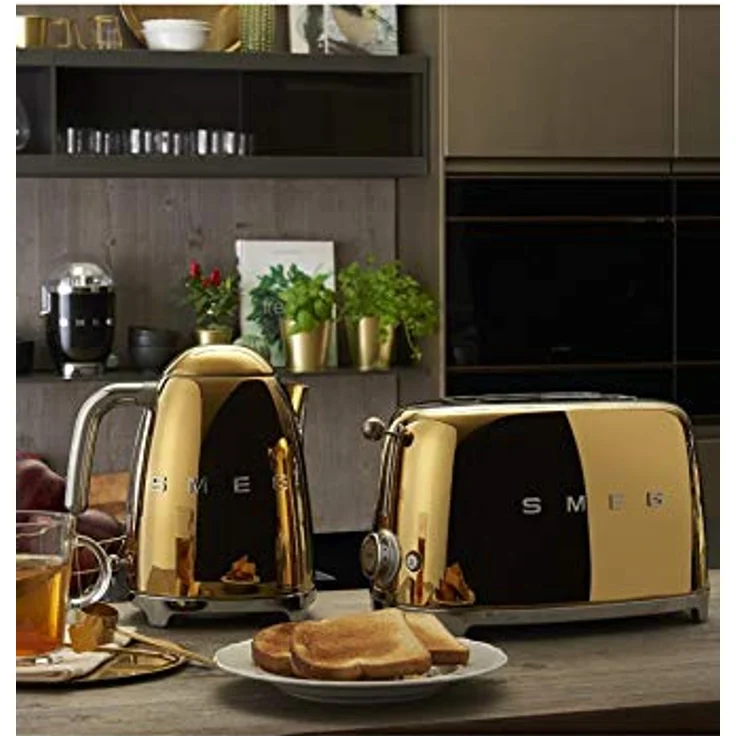 Smeg TSF01GOEU Doppelschlitztoaster, 950W, 6 Bräunungsstufen, gold – Bild 8