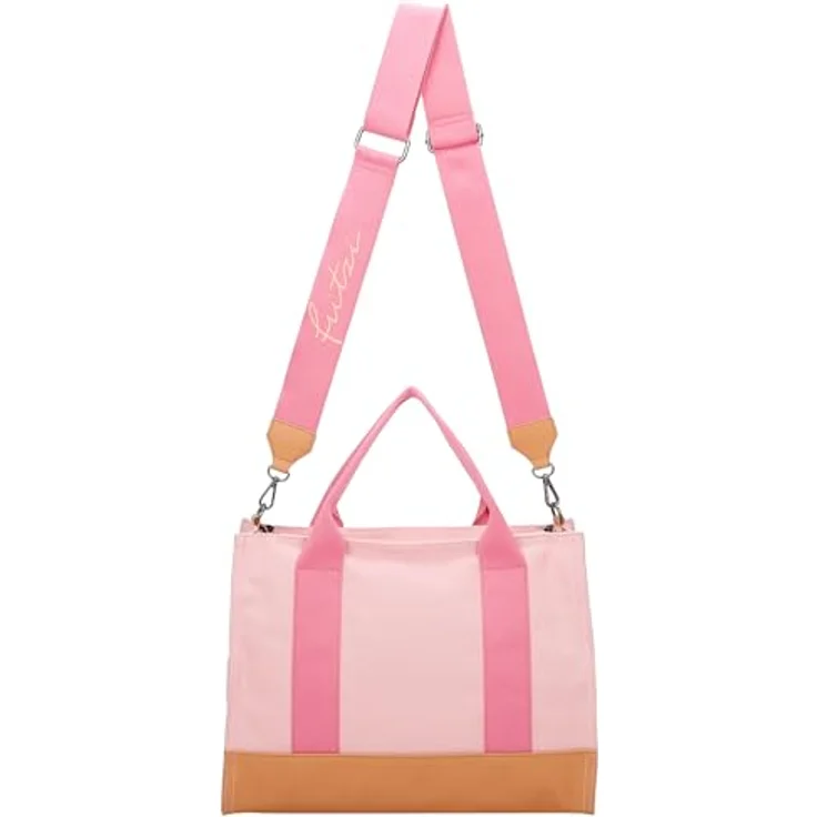 Fritzi aus Preußen, Damen Handtasche, Canvas Umhängetasche 40 cm, Pink/Rosa, abnehmbarer Schulterriemen für Crossbody-Tragen – Bild 2