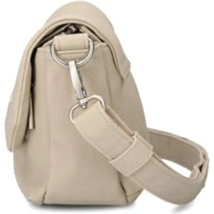 Zwei Mademoiselle.M M40 Umhängetasche, elegant mit Schlüsselfinder, Nubuk-Linen (beige) – Bild 5