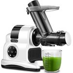 AMZCHEF Entsafter mit 80MM Großer Einfüllschacht - 150W Entsafter Slow Juicer mit 2 Geschwindigkeitsmodi und Rücklauffunktion - Entsafter für Ganze Gemüse und Obst Testsieger - Weiß