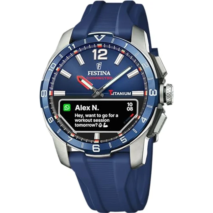 Festina Herrenuhr F23000/1 Connected D Titan Gehäuse silberfarben Kautschukarmband blau, blau – Bild 1