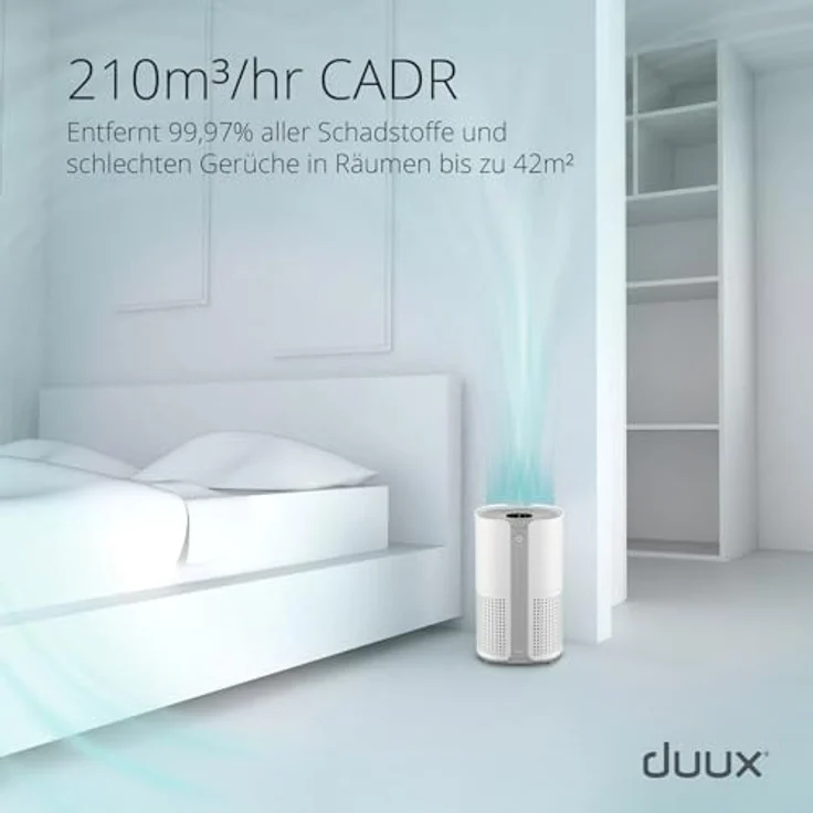 Duux Bright 2, Smart Luftreiniger mit 210 CADR, automatisierter Luftqualitätsanzeige, Ionisator und 99,97% Filterung bis 42m² - Weiß – Bild 5