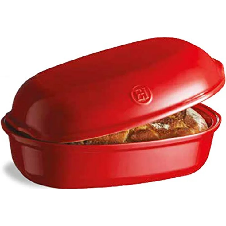 Emile Henry EH345501 Artisan Brotbackform, handgefertigt, 34 x 22 x 8,9 cm, Burgunderrot, gleichmäßiger Backvorgang für knusprige Kruste und feuchte Krume – Bild 2