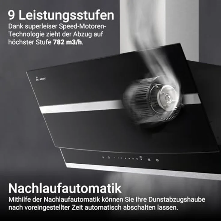 KKT KOLBE HERMES9005SM, Dunstabzugshaube 90cm mit RGBW Ambiente Beleuchtung und 9 Leistungsstufen – Bild 4