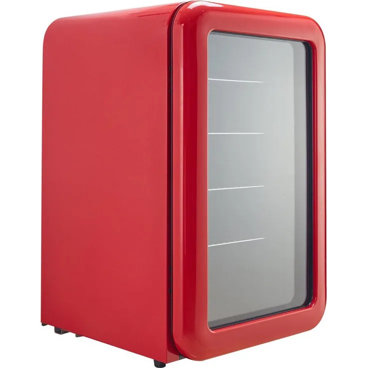 Hanseatic Getränkekühlschrank HBC115ERRH, freistehend mit 5 Ablageflächen, LED-Beleuchtung, rot, 83,5 cm hoch, 55 cm breit