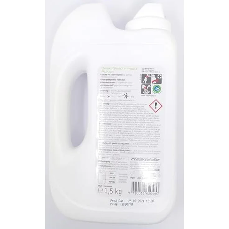 ClearWhite clearwhite Basic Pulver Dosierflasche 1,5 kg, hochwirksames Geschirrspüler-Zubehör mit Superenzymen und Glasschutzformel – Bild 3