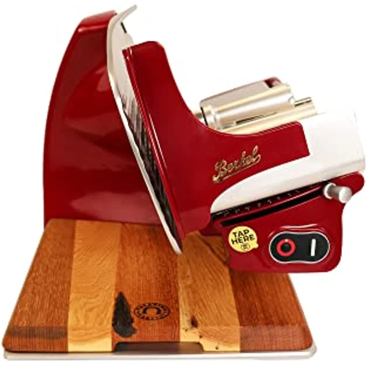 Berkel Aufschnittmaschine Home Line 200 Plus in rot - Küchenschneidemaschine mit 19,5 cm Klingendurchmesser und handgefertigtem Fassholzbrett - Sonderangebot – Bild 2