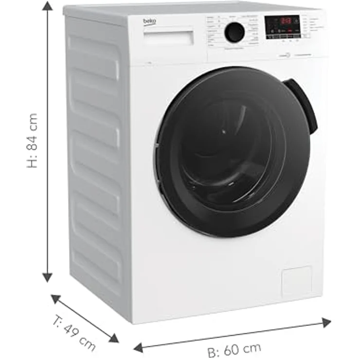 Beko WMC71464ST1 Waschvollautomat, Waschmaschine, 7kg, 1400 U/min, SteamCure Dampffunktion, allergikergeeignet, Express-Funktion, StainExpert, ProSmart Inverter Motor, nur 49 cm tief, Weiß – Bild 2