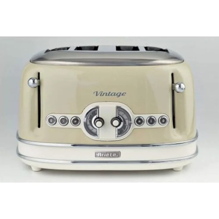 Ariete 156 Vintage, Toaster für 4 Scheiben, 1600 W, 6 Toaststufen, aus Pastellbeige lackiertem Edelstahl, ohne Zangen – Bild 7
