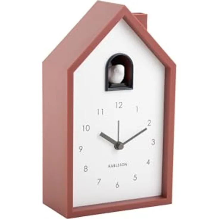 Karlsson Modern Cuckoo Wecker, analog, rot, 12x6x20cm, Rechteck, Thermoplast für Schlafzimmer