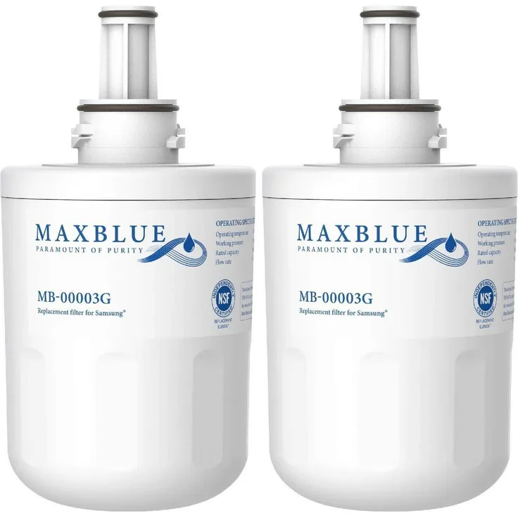 Maxblue Kühlschrank Wasserfilter Ersatz für Samsung DA29-00003G, 2 Stück, NSF-zertifiziert, bleifrei, reduzierter Chlorgeruch, werkzeugloser Austausch