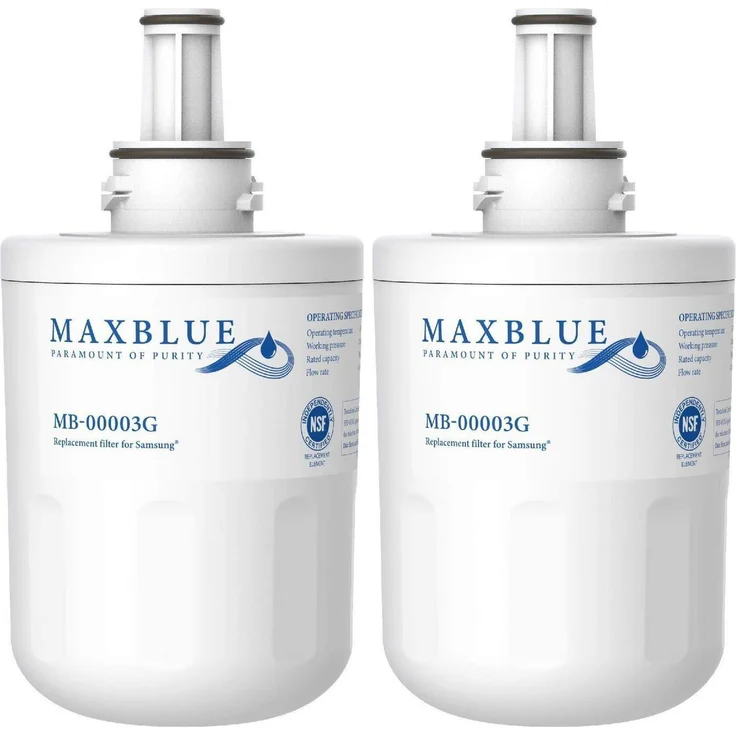 Maxblue Kühlschrank Wasserfilter Ersatz für Samsung DA29-00003G, 2 Stück, NSF-zertifiziert, bleifrei, reduzierter Chlorgeruch, werkzeugloser Austausch