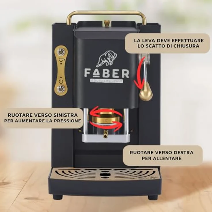 Faber Coffee Machines Faber Pro Deluxe 3.0 Kaffeepadmaschine, Messing-Details, ESE Pads, hygienischer Wassertank aus Glas, magnetisch abnehmbare Brühgruppe – Bild 7
