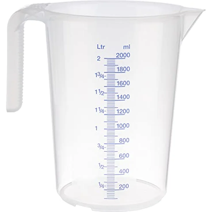 Messbecher -STACKABLE- Ø 15 cm, H: 20,5 cm, 2 Liter Polypropylen mit offenem Griff geprägte Maßskalierung außen Liter- - Milliliter-Einteilung – Bild 2
