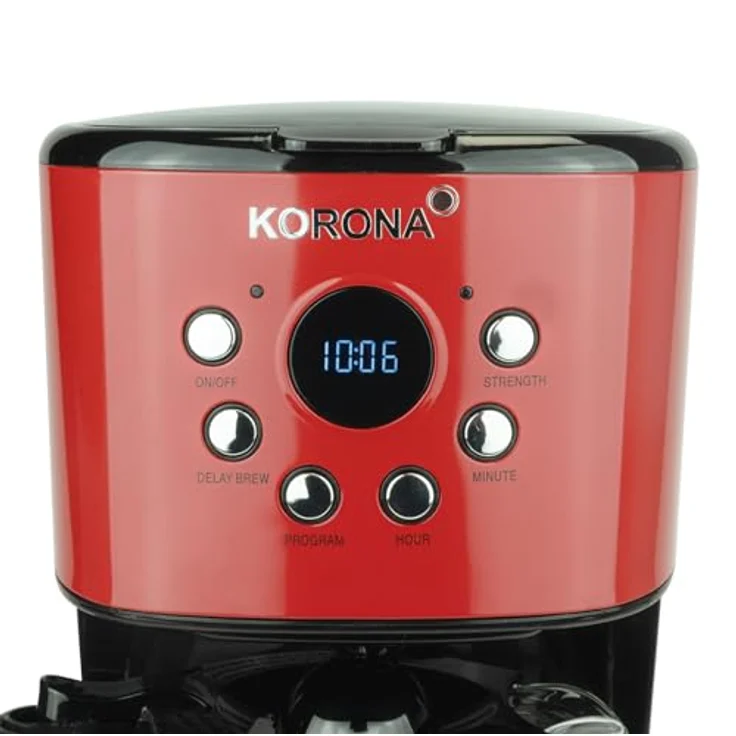 Korona 10667 Retro-Kaffeemaschine | Rot | 1,5 Liter | Filterkaffeemaschine | LCD-Display | Timer | Kaffeeautomat inkl. Permanentfilter – Bild 3