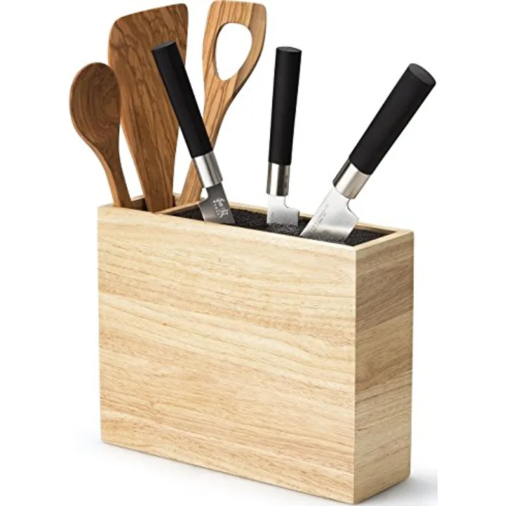 Continenta Messerblock mit flexiblem Einsatz und Utensilienbehälter, 27,5 x 9 x 21,5 cm