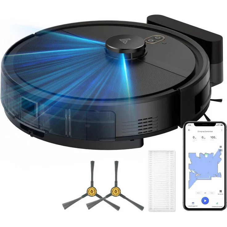 Ruzava Saugroboter Y580, 3-in-1 Staubsauger mit 6000 Pa Saugkraft, Wischfunktion und AI App Steuerung, mit Beutel