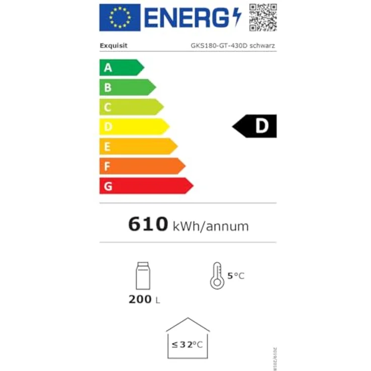 exquisit Getränkekühlschrank GKS180-GT-430D, 200l Glastürkühlschrank mit LED-Beleuchtung, Umluftventilator, 3 Ablagen, manuelle Temperaturregelung – Bild 11