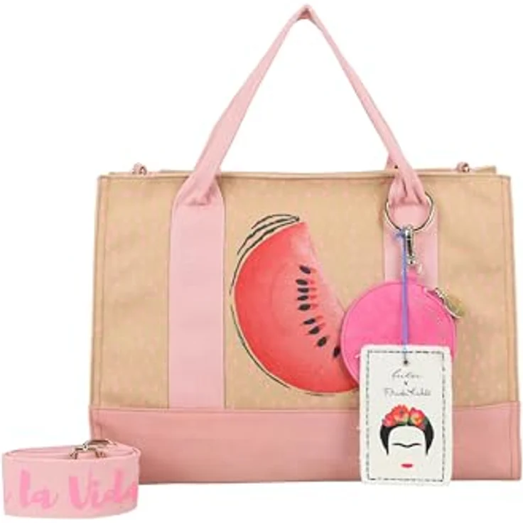 Fritzi aus Preußen Fritzi x Frida Kahlo Shopper Tasche, 40 cm, 100% Polyester, braun – Bild 1
