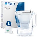 BRITA Wasserfilter-Kanne Style hellgrau (2,4l) inkl. 1x MAXTRA PRO All-in-1 Kartusche – Filter im modernen Design für den Kühlschrank zur Reduzierung von Kalk, Chlor, Metalle wie Blei & Kupfer