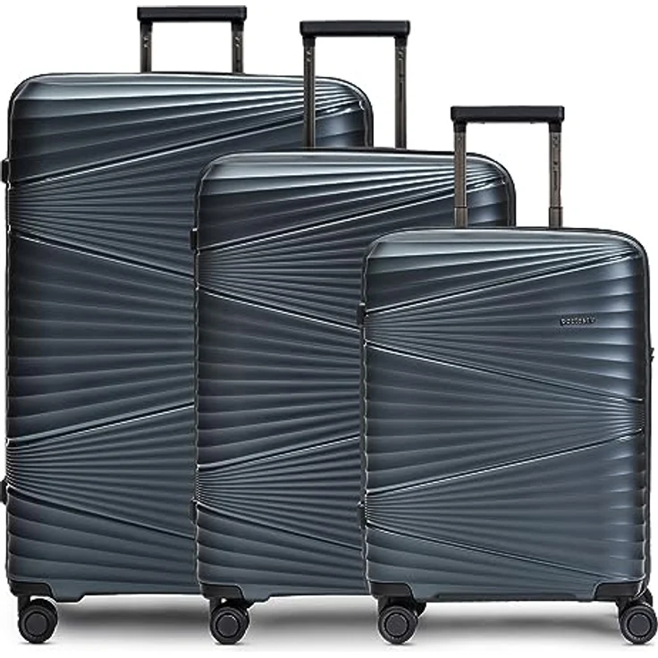 Pactastic Collection 02 Ultra leicht Hartschalen Koffer-Set 3-teilig | Robustes Polypropylen Material | 4 Doppelrollen & TSA-Schloss für Damen & Herren – Bild 1