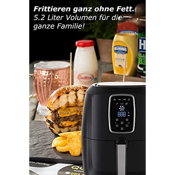 LMG Germany GLA616A Heißluftfritteuse, 1800 W, 5,2 L, leise, Touch, eckig, 7 Programme, A+ – Bild 6