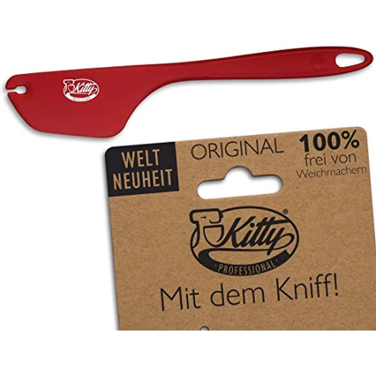 Kitty Professional Teigschaber 2 in1 mit Kniff zum Portionieren & Sauber Abstreifen | aus Edelstahl & BPA freiem Silikon Teigspachtel Teigschneider (Rubinrot) – Bild 2