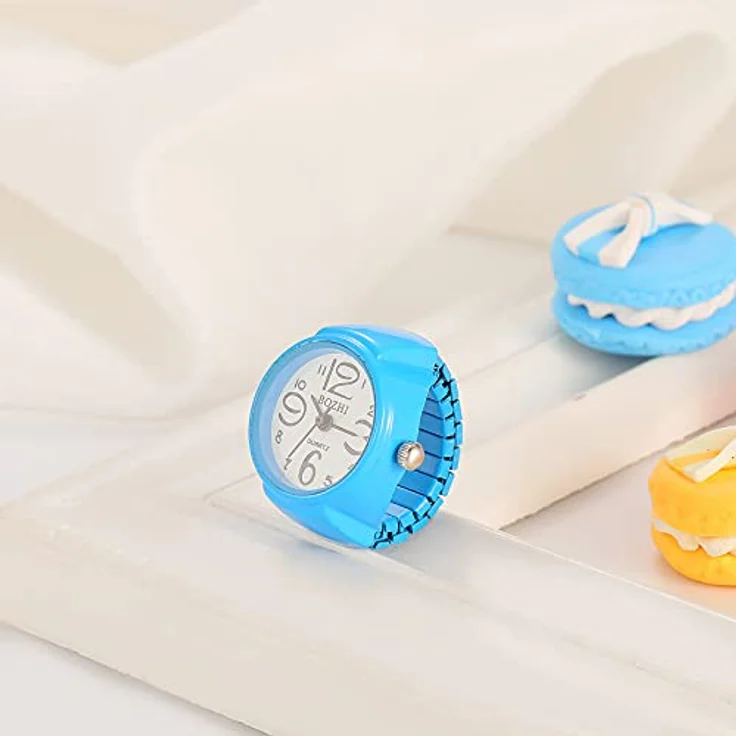 JewelryWe Ringuhr Damen, Analog Quarzuhr mit elastischem Ringband, blau, Geschenk für Mädchen – Bild 5