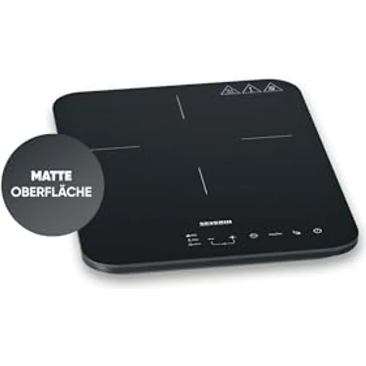 SEVERIN KP 1032, Induktionskochplatte mit Glaskeramik-Kochfeld, 10 Leistungsstufen, Touch-Display mit Timerfunktion, 2.000 Watt, schwarz / Glas