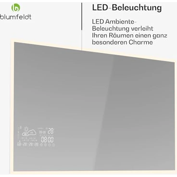 Blumfeldt Infrared Heater Smart Mirror, Infrarotheizung mit 500 W, App Steuerung, IP44, schwarz – Bild 5