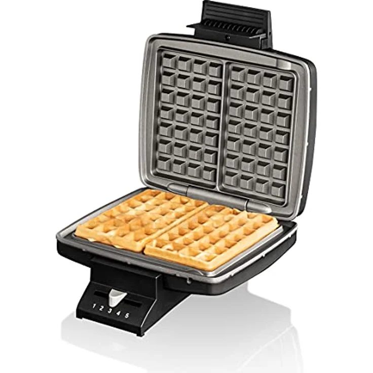 Cloer 1440 Brüsseler Waffeleisen für traditionelle Belgische Waffeln, 930 W, Backampel, schwarz lackiertes Metallgehäuse – Bild 2