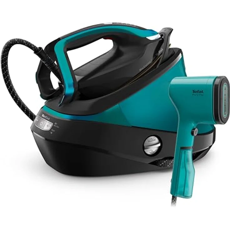 Tefal GV9822.DT2024 Pro Express Vision Dampfbügelstation + gratis Pure Pop Dampfbürste | Smart LED Vision | 0-180 g/Min. Dampfmenge | 750 g/Min. Dampfstoß | abnehmbarer Kalk-Kollektor | Schwarz/Blau – Bild 1