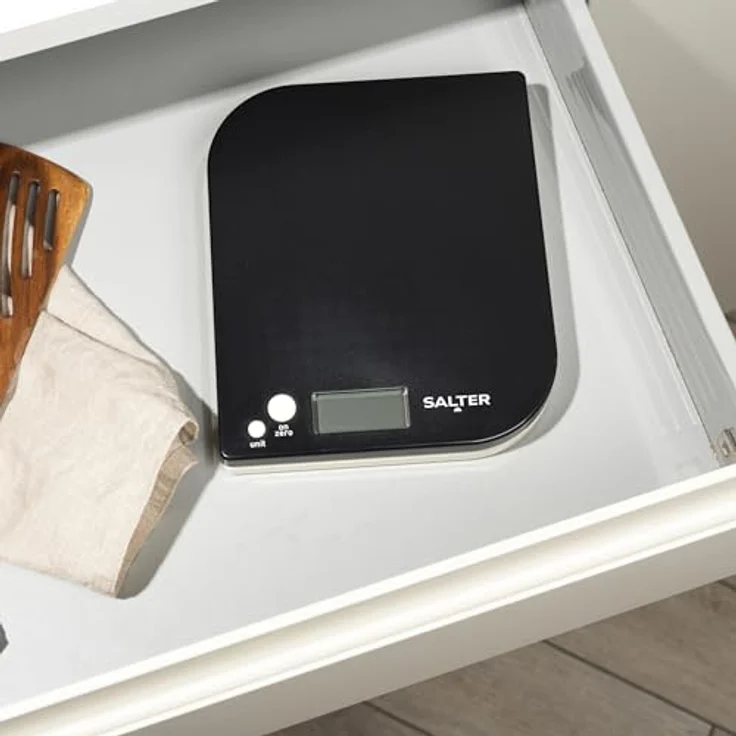 SALTER Leaf digitale Küchenwaage, Design für die Arbeitsplatte, LCD Display, Zuwiegefunktion, Kompaktes Design für leichtes Verstauen, Gut zu reinigen – Bild 6