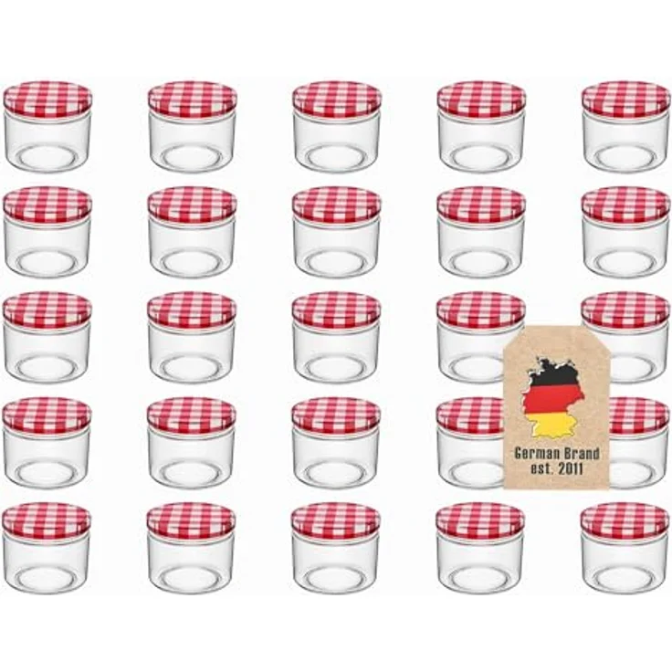 Intirilife Einmachglas, Glas, (25-tlg), Sturzgläser Marmeladengläser Vorratsgläser Schraubdeckel Einmachgläser, 150 ml, hitzebeständig, langlebig, wasserdicht – Bild 2