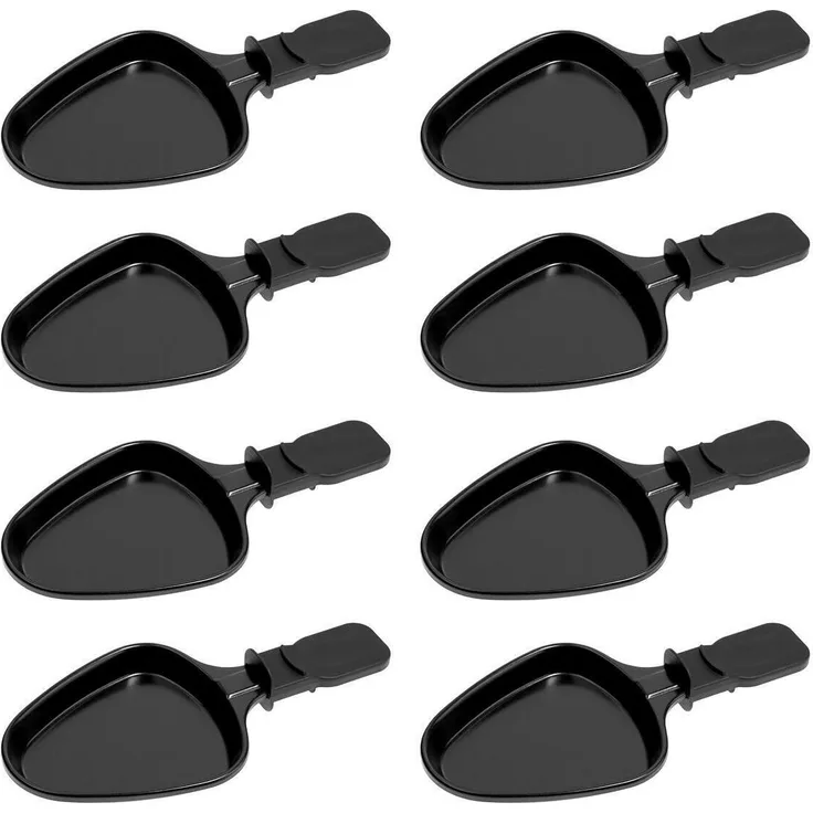 Piebert 8x 27041 Raclette Pfännchen Oval, Antihaftbeschichtet, Spülmaschinenfest, 10x19,7x1,4cm, Für Klarstein, Princess, Tristar, Tefal