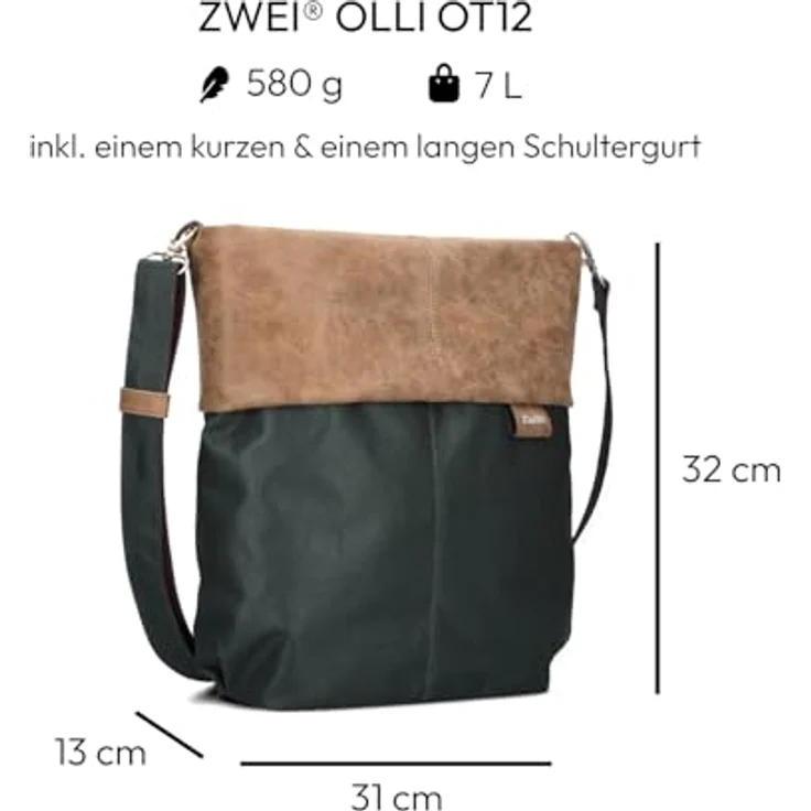 Zwei Olli Umhängetasche 31 cm, braun, 100% Polyester, 31 cm x 13 cm x 32 cm – Bild 2