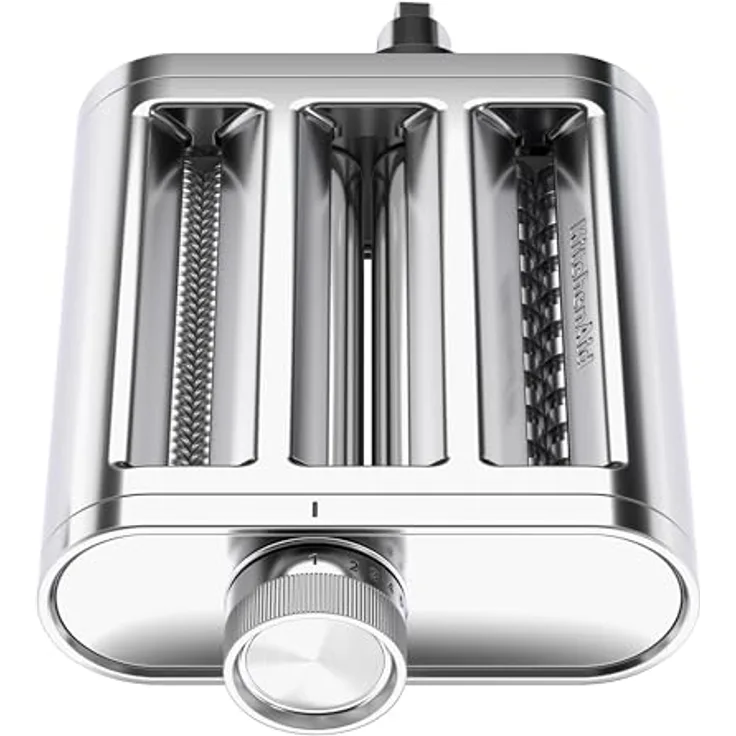 KitchenAid 5KSM3MPA, Metall 3-teiliges Nudelroller und Schneider Set, mit Nudelwalze, Spaghettischneider und Fettuccine Cutter, Edelstahl, für KitchenAid Standmixer