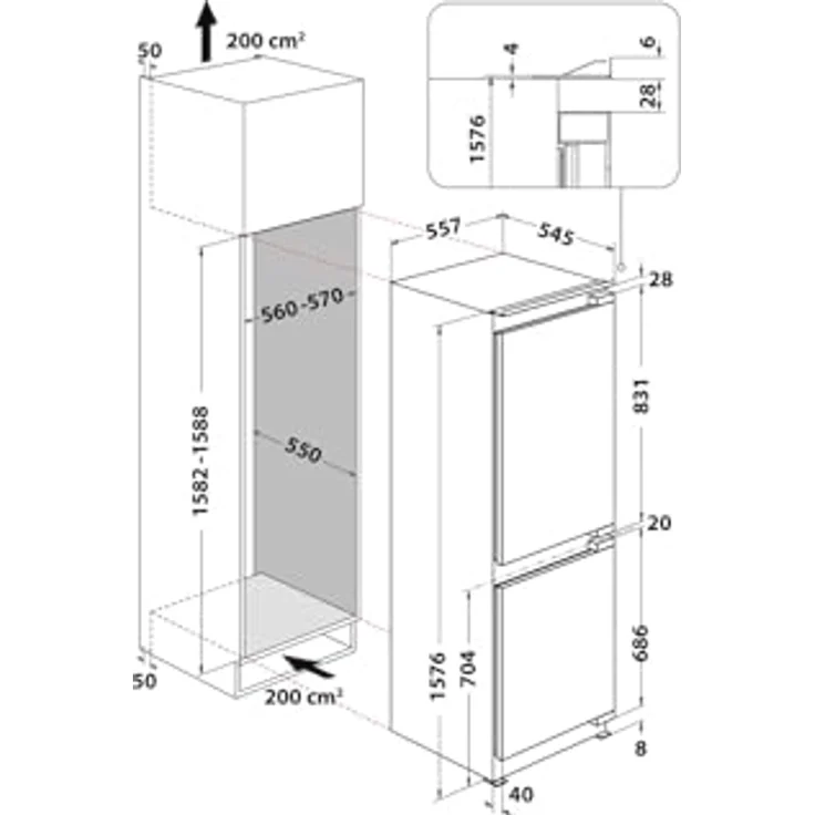 Bauknecht KGIS16F2P Kühl-Gefrierkombination, Einbau, weiß, LED, Breite 55.7 cm, Energieklasse E – Bild 14